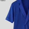 INCERUN Summer Men V Neck Short Sleeve Striped Rib Casual T-shirts Tops