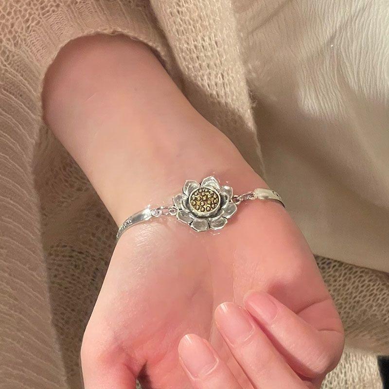 Ethnic Rotating Lotus Bracelet: Six-Character Mantra Women s Fashion Jewelry