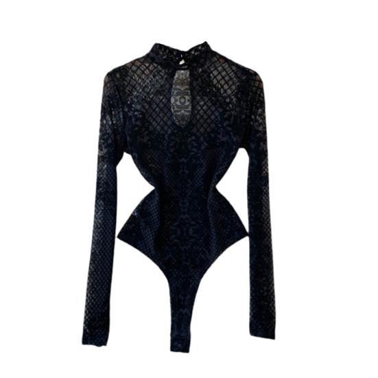 

Женское боди с прозрачной сеткой, сексуальное боди с открытой спиной и вырезом, уличная одежда чёрный