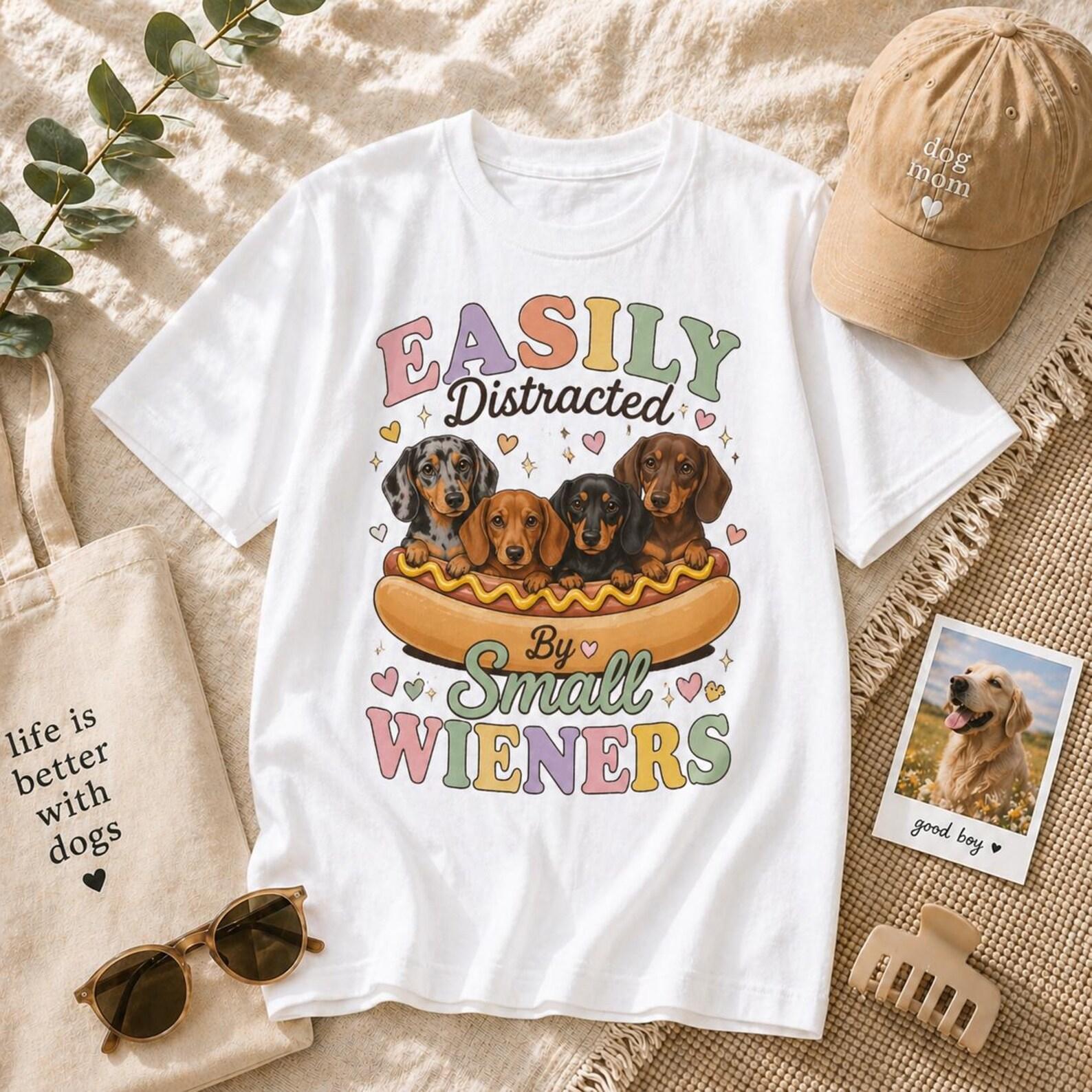 Dachshund Wiener Dog Tee – Easily Distracted Graphic T-Shirt, Dog Lover Gift S