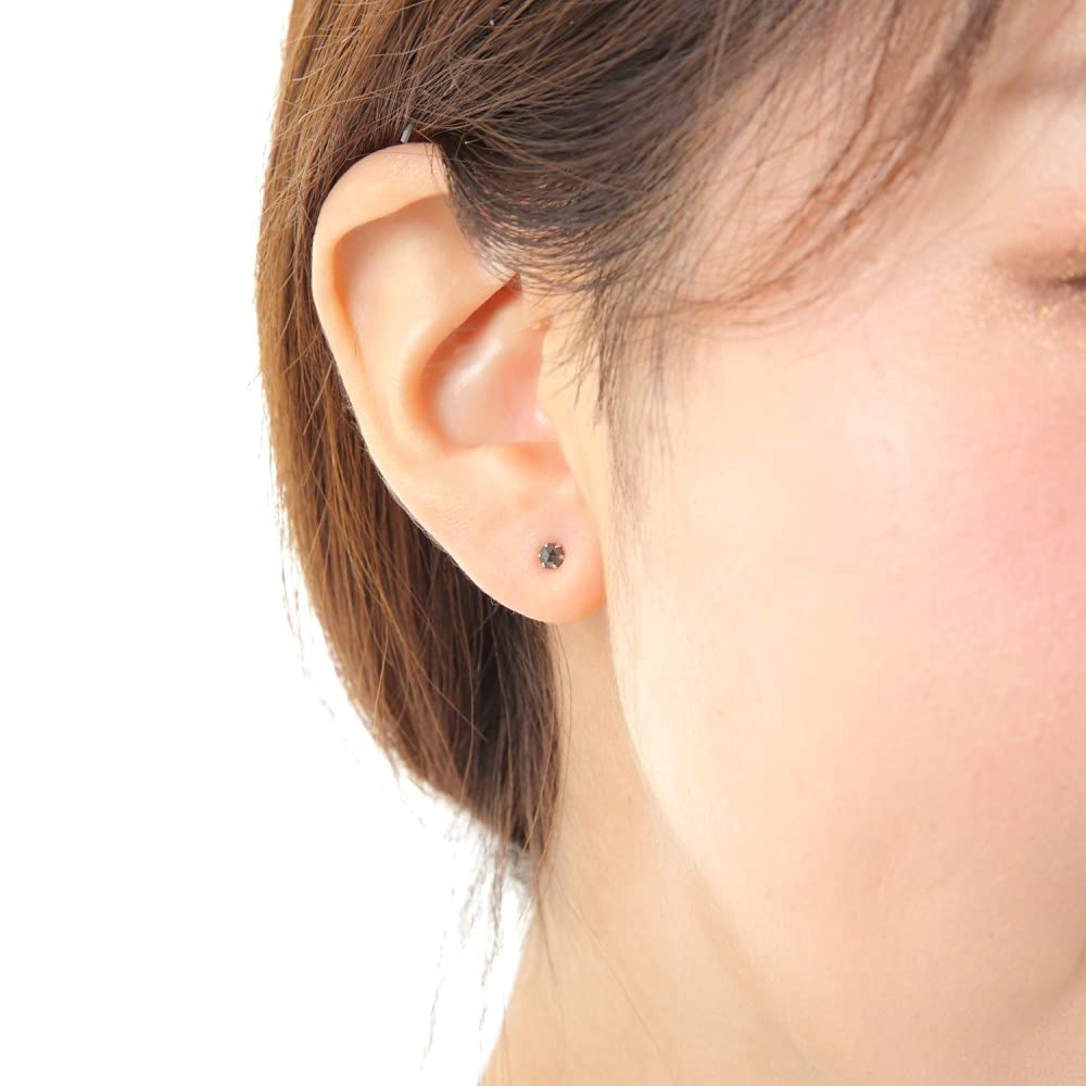 Goods Platinum Pt900 earrings with black single rose for men and one 1 piece [Happy Shop] diamonds, stone, 3mm, 0.09ct, cut, women, ear,