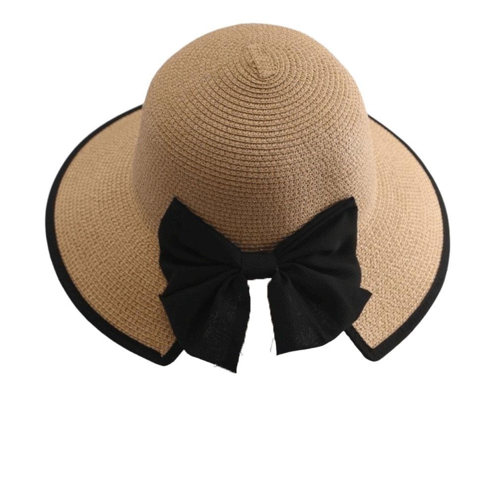 Wide Brim Straw Weave Sun Hat Large Bow Bowknot Sun Cap Fashion Sunscreen Bucket Hat Outdoor