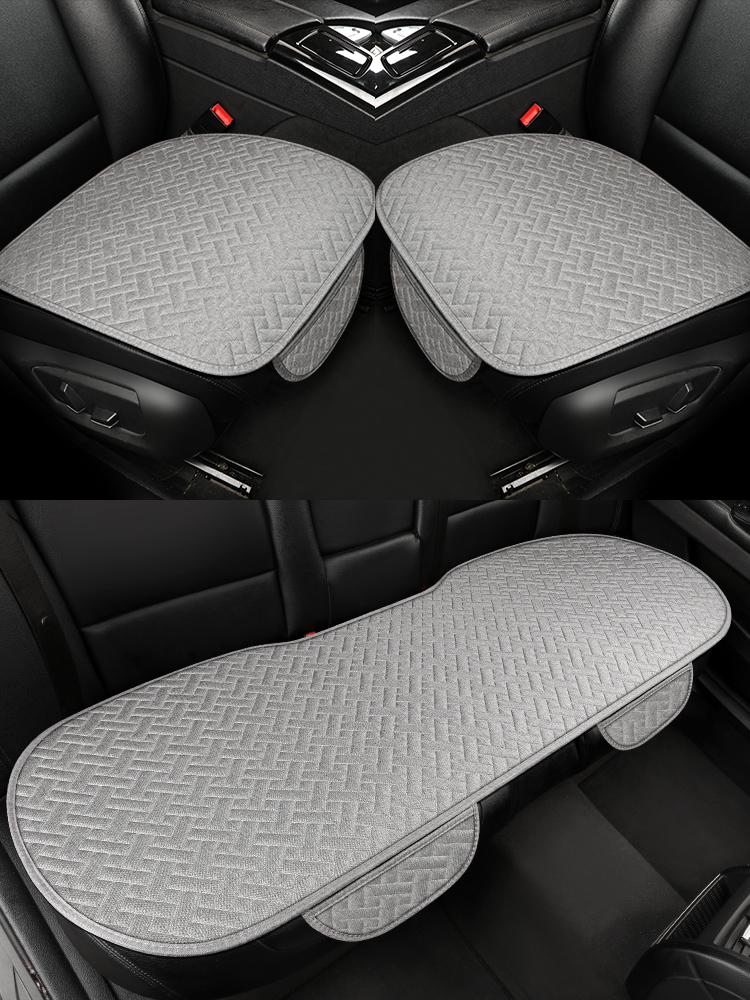 Linen Car Seat Cover Suitable For All Seasons, Small Three Piece Single Seat Anti-Skid Protector, Universal For Most Suvs, Truck