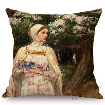 Aestheticism Master John Waterhouse Ancient Greek Myths Goddess Oil Painting Sofa Pillow Case Young Girls Linen Cushion Cover