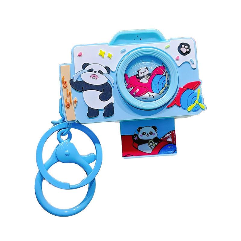 Panda Camera Keychain Plush Material Cute Keyring For School Bag Decor