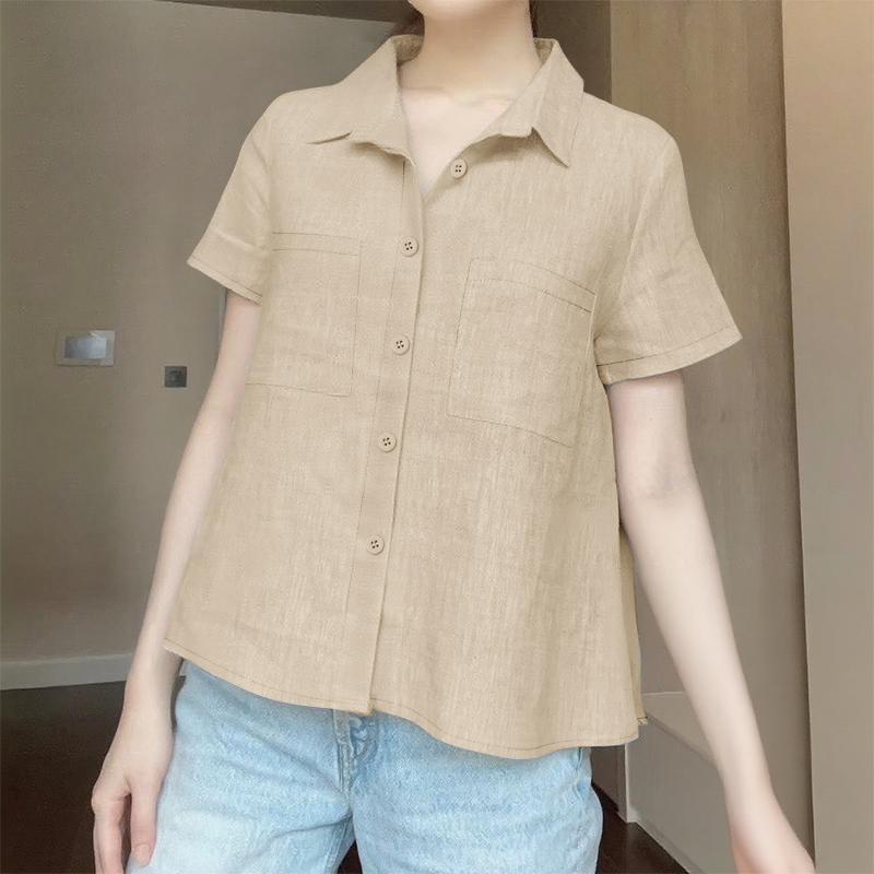 

ZANZEA Женская летняя повседневная блузка с отложным воротником и короткими рукавами M