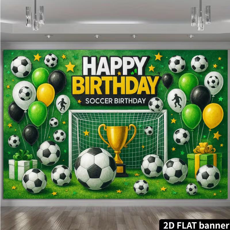 Football Theme Birthday Backdrop Banner,Suitable for Football-themed Birthday Parties.
