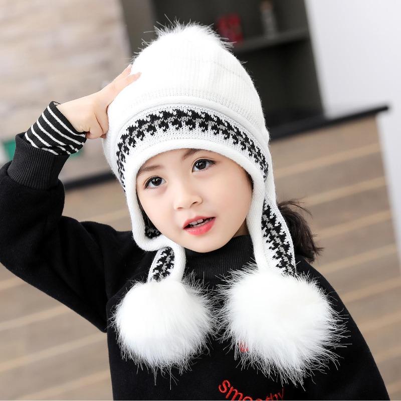 Parent-child children's hat winter cute girl princess hat autumn and winter velvet warm baby ear hat wool hat