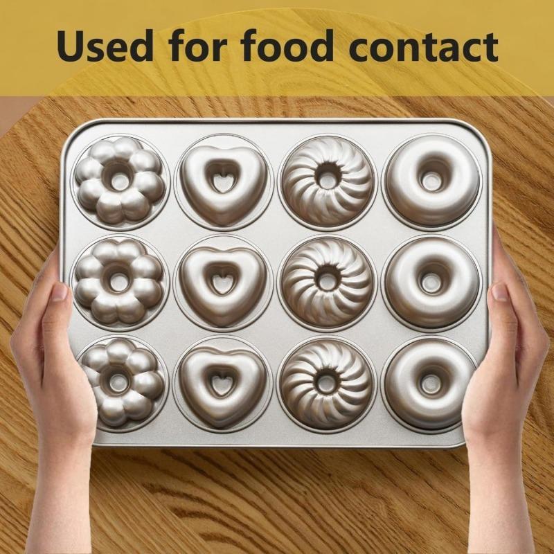 Donut Baking Pan 12 Cavity Carbon Steel Donut Pan Baking Mold Non-stick Cake Pan Essential Kitchen Tool for Home Bakers
