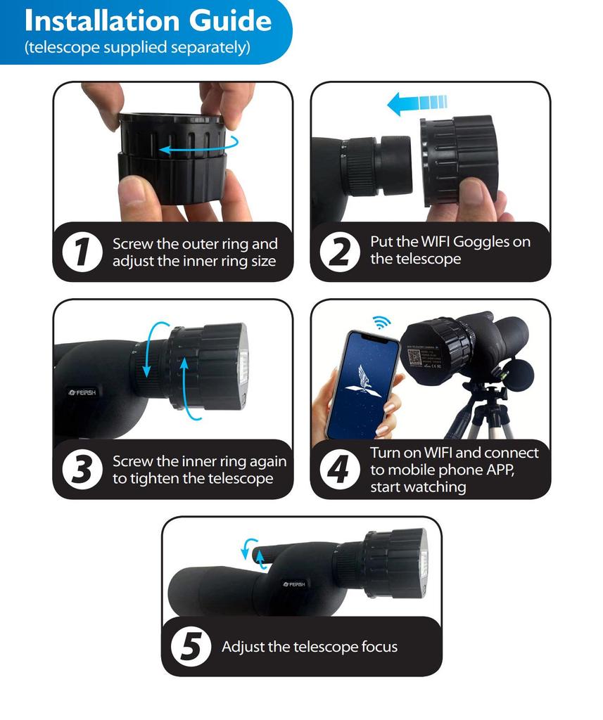 In Stock V12 HD 2K WiFi Electronic Eyepiece Astronomical Telescope: Universal Birdwatching and Stargazing Instrument