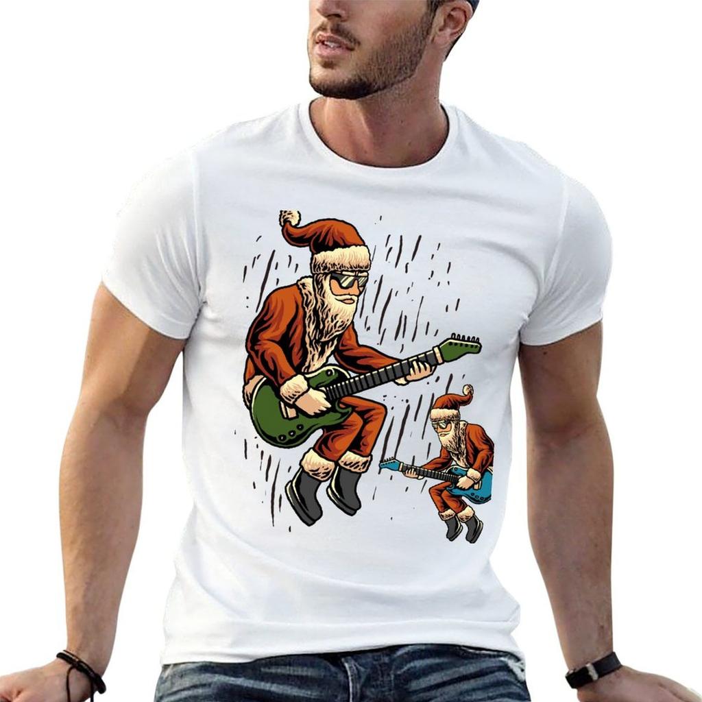 Guitarist Santa Claus Christmas Gift Tshirt Holiday Vacation Tee Shirt
