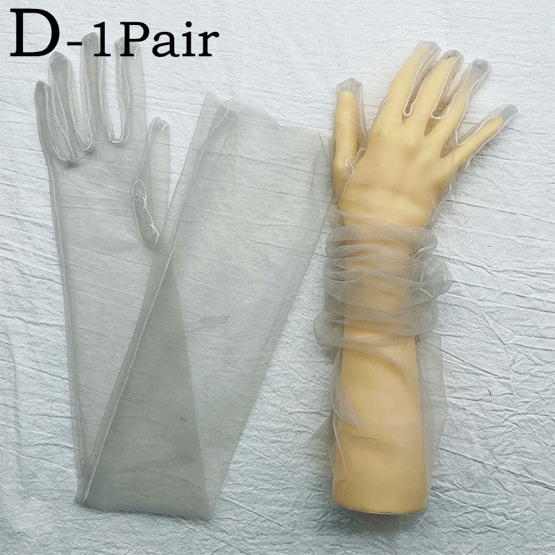 1 Pair Polyester Summer Thin Women's gloves Elegant Long gauze Sunscreen gloves Bridal dress gloves Fashion Dress gloves