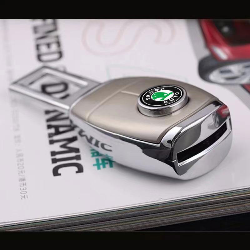 For Skoda Octavia Enyaq Rapid Karoq Derivati Fabia Kodiaq Kamiq Superb Yeti Badge Car Seat Belt Clip Extension Plug Buckle Car Accessories