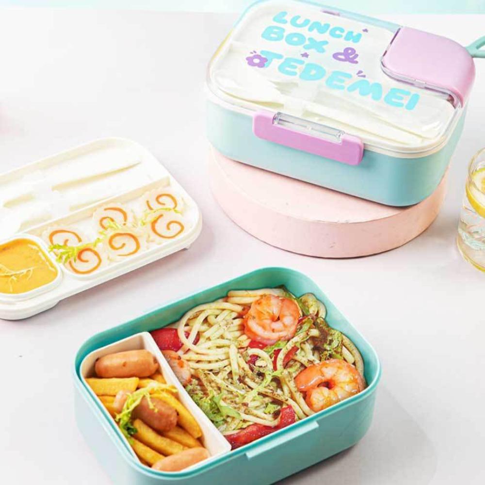 with Handle Children Lunch Box Durable Food Container Set New Kids Bento Box Outdoor Use