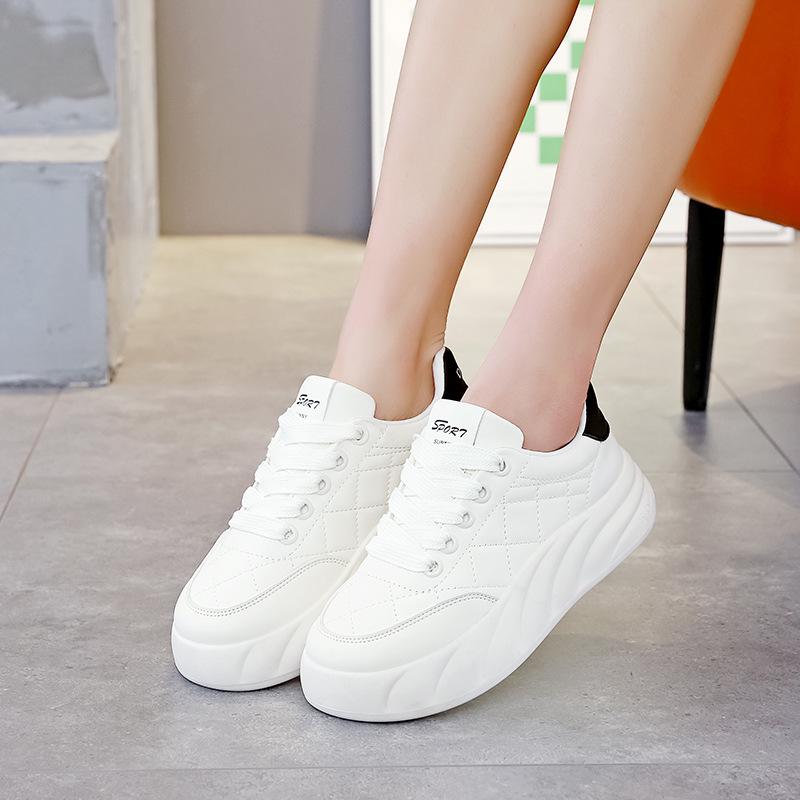 Spring 2025 Women's Sneakers: Versatile, Casual Korean Style Flat Sports Shoes in White A02