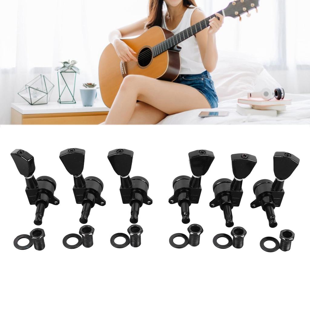 6PCS Guitar Locking Tuners Triangular Hd String Tuning Key Pegs NaMachine Hds Replacement 3 Right 3 Left