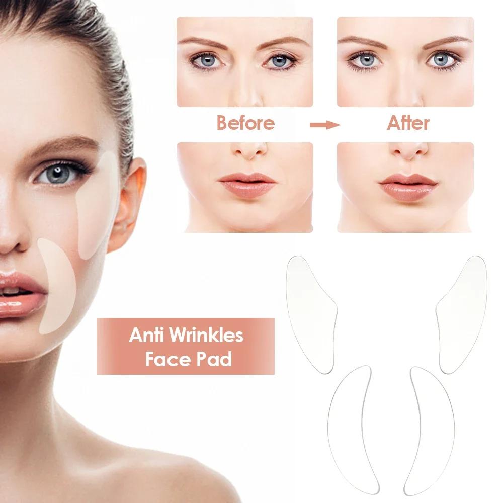 Wiederverwendbare Silikon-Faltenentfernungsaufkleber Anti-Falten-Pads Anti-Aging-Haut Gesichtsstraffungs-Pflaster Gesicht Stirn Hals Augenaufkleber