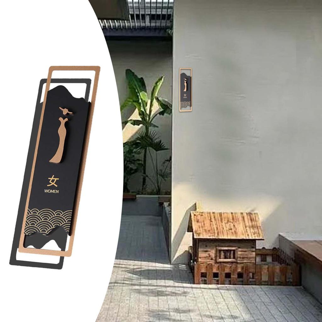 Bathroom Sign 3D Restroom Acrylic Wall Hanging Decor Signage for Restaurant Commercial