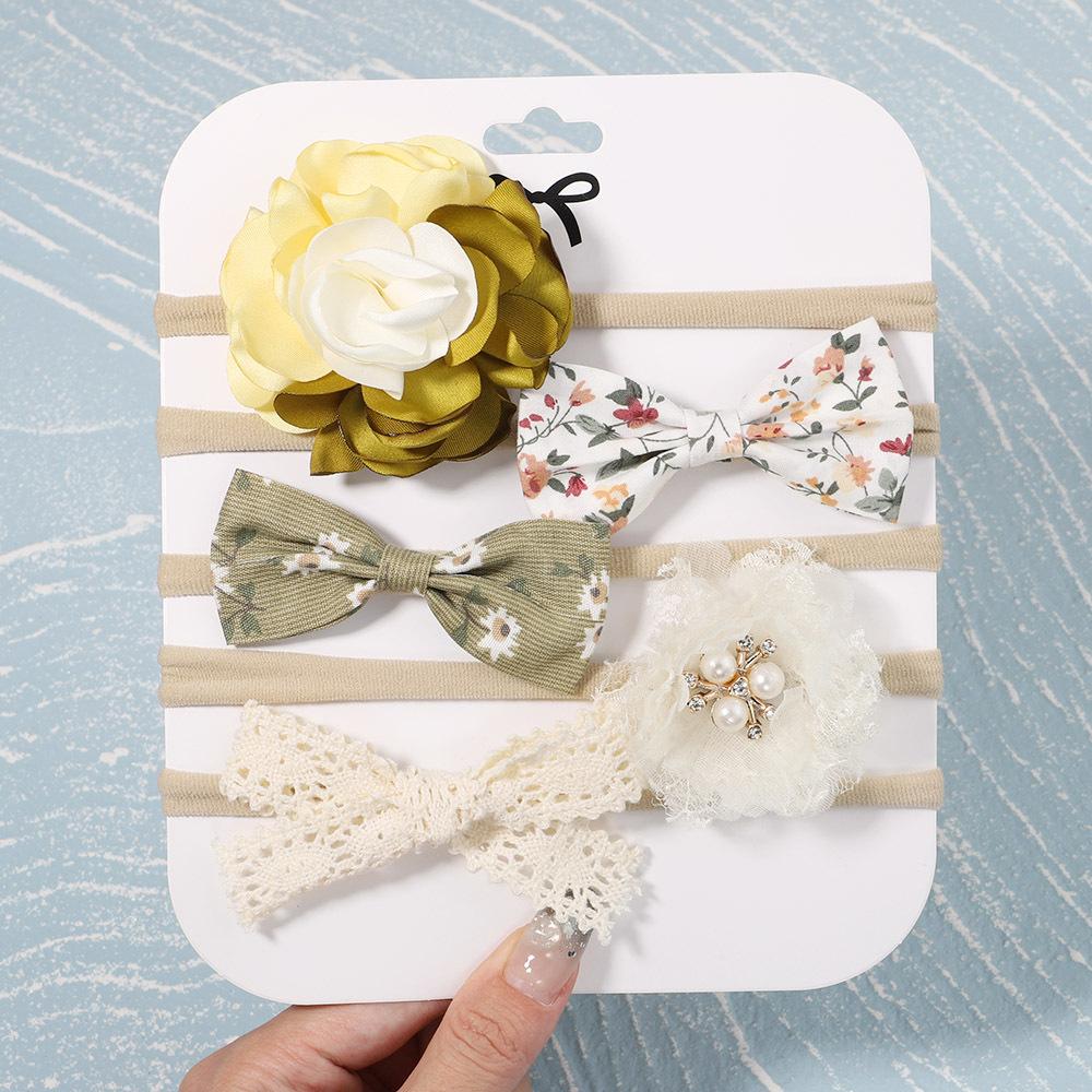 Children'S Fabric Hair Accessories Handmade Bow Headband New Spring Set Baby Nylon Headband Set 2916