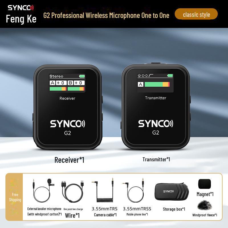 

Бездротовий мікрофон SYNCO Fengke G2 PRO для мобільних пристроїв, камери, прямих трансляцій та запису