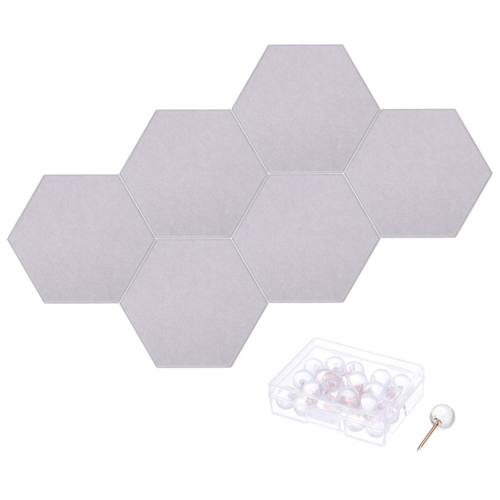6Pc 30x26cm Felt Bulletin Board Self Adhesive Hexagon Felt Tiles for Sound Proofing Wall Panels for Home Office Recording Studio