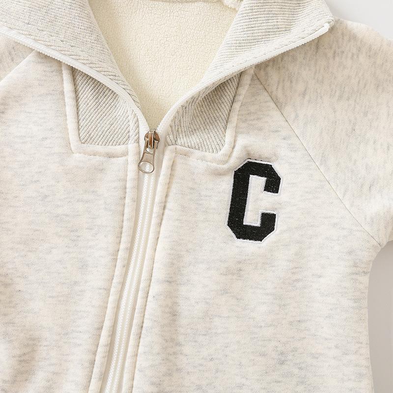 2025 Autumn Winter Baby Clothes Newborn Thick Jumpsuit 0-2Y New Boys Fur Lining Sporty Romper Toddler Outdoor One Piece