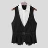 INCERUN Men Lapel Sleeveless Fake Two-piece Belt Waist Vest Waistcoats