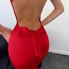Fashion Sexy European American Style Sleeveless Backless Bow Tie Fitted Long Dress For Women