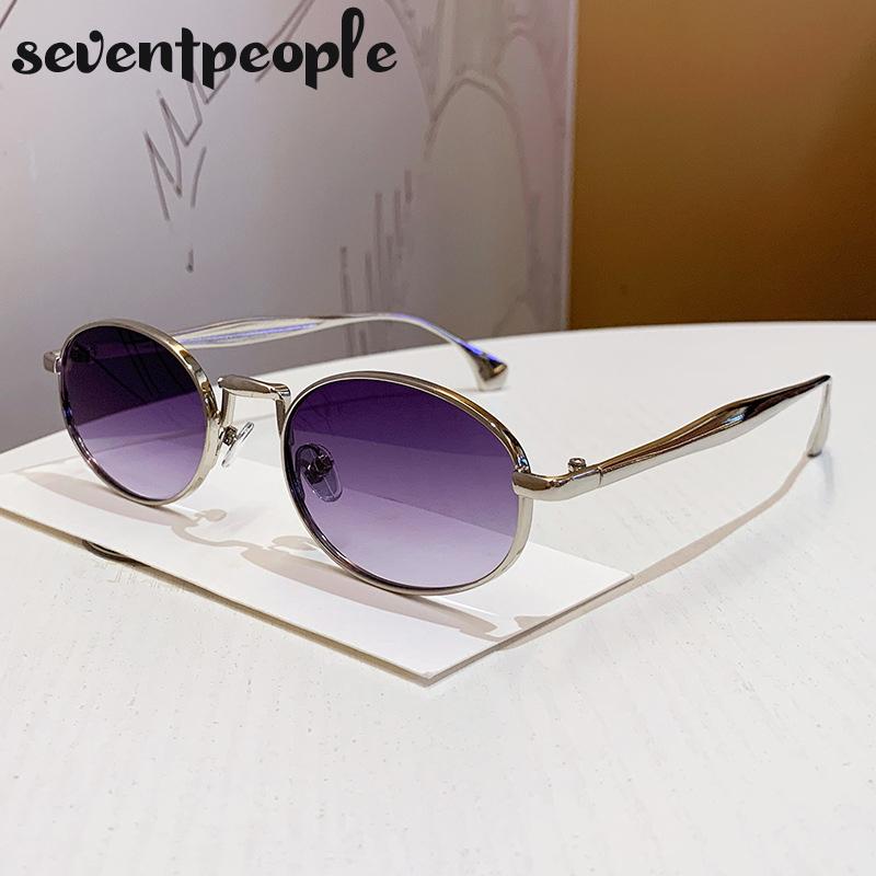 Steampunk Small Frame Oval Sunglasses Women  Luxury Brand Trendy Metal Frame Sun Glasses For Ladies Fashion Shades UV400
