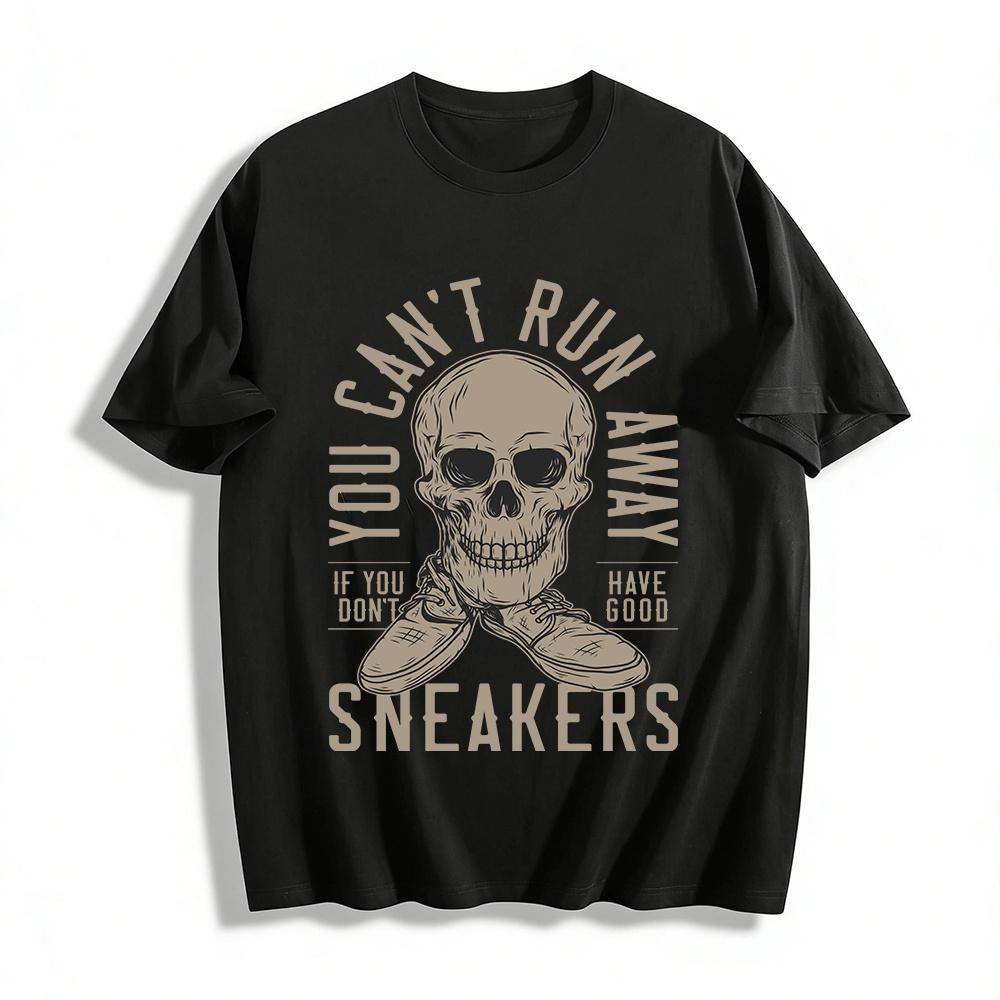 You Can't Run Away Print Skull Graphic Casual Streetwear Tees Pure cotton T-shirt