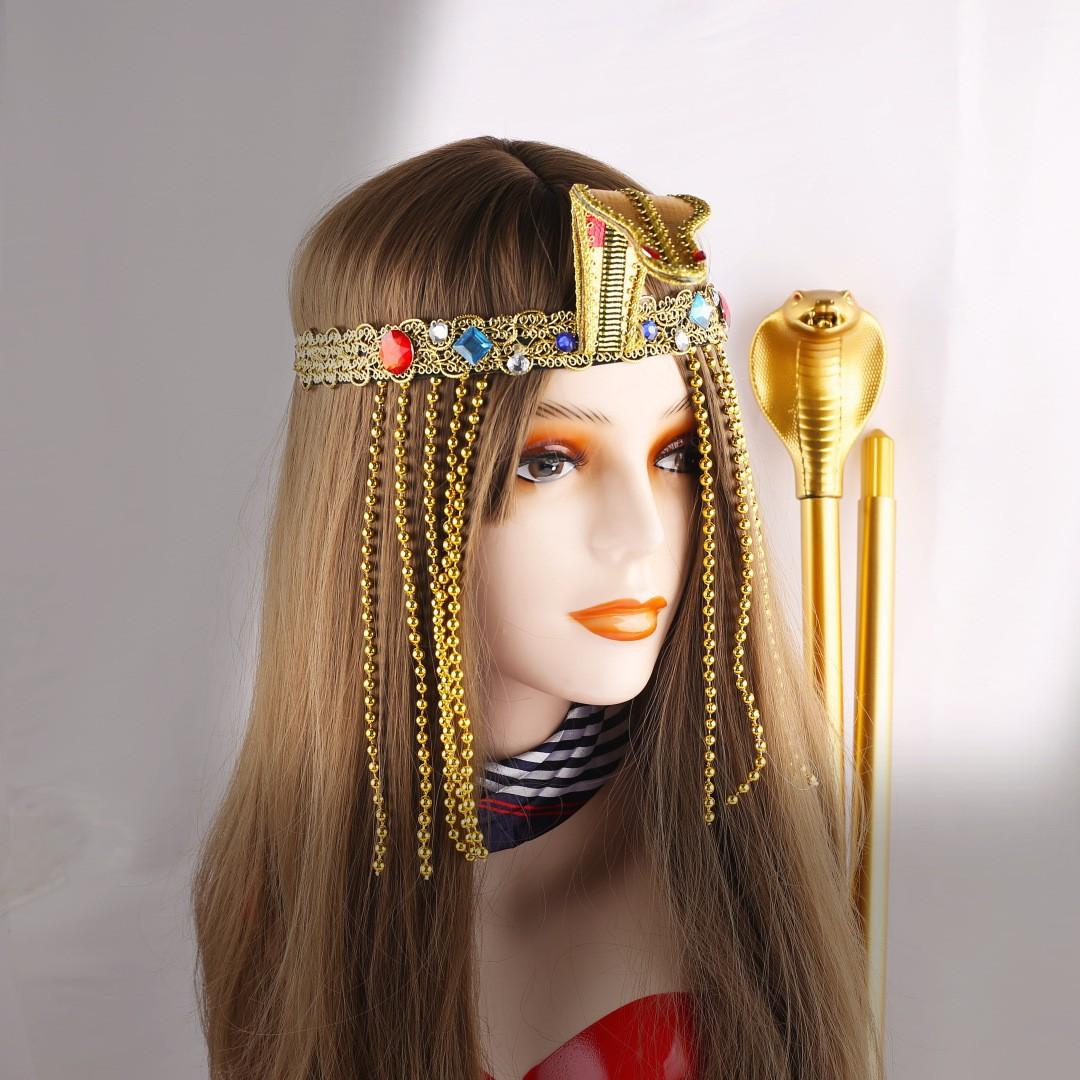 

Вечеринка Клеопатры Змеиный Скипетр, Головной убор, Реквизит для бального костюма Adult size золотой