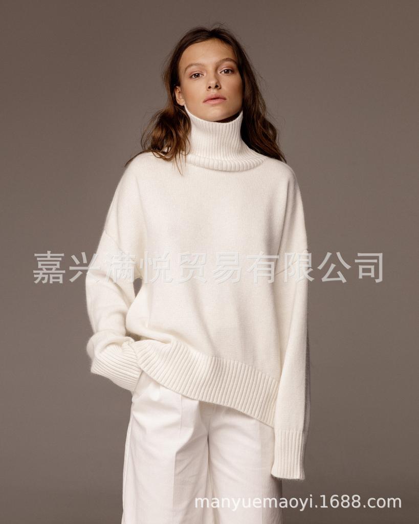 **Women's Thickened Knit Top Autumn Winter Loose Turtleneck Sweater Oversized High Neck Jumper**