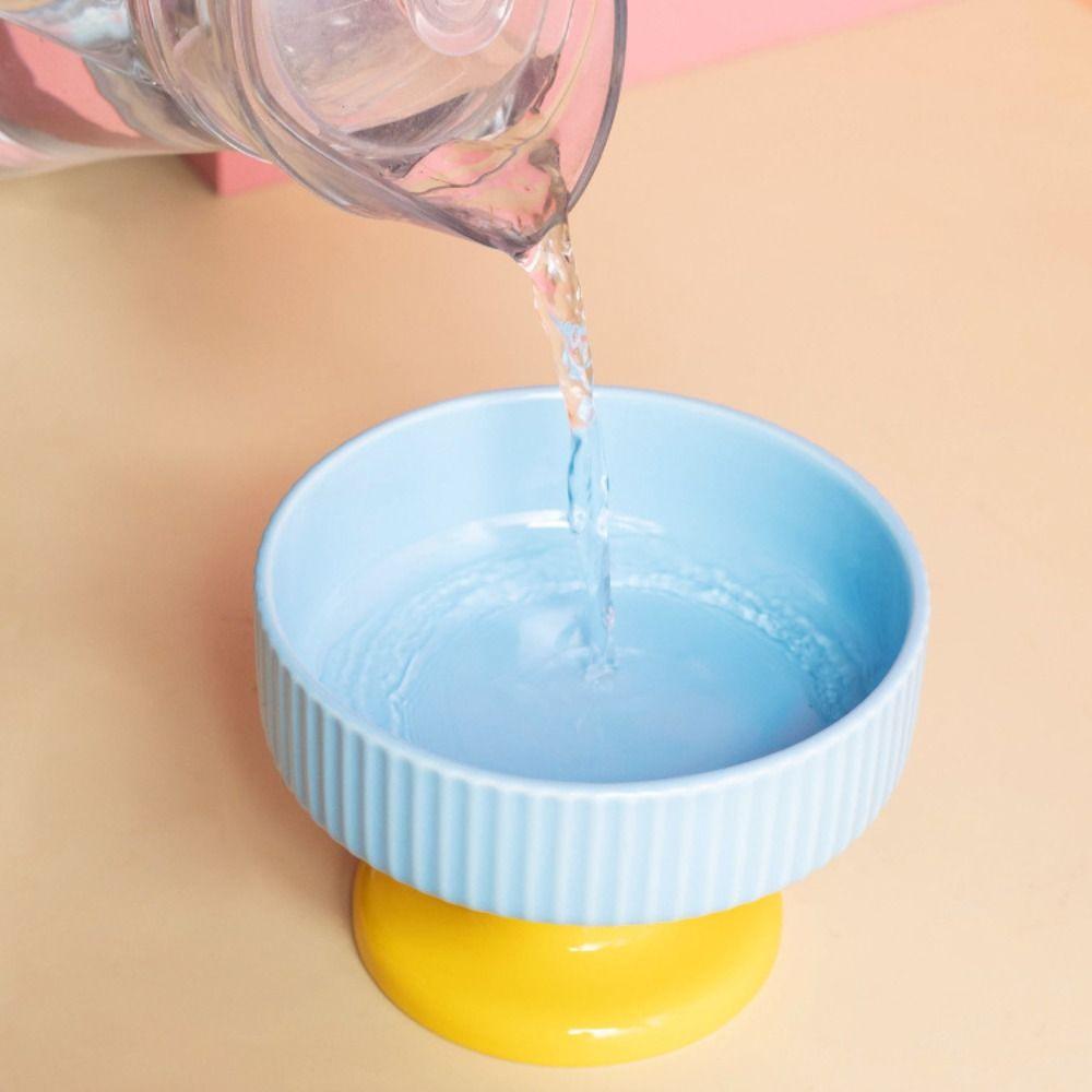 Dopamine Color Cat Bowl Cute Creative Pet High Footed Cup Bowl Large Capacity Anti Tipping Dog Food Feeding Basin Puppy