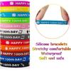 36PCS Happy 100th Day Bracelets Colorful Silicone Wristbands Cute 100th Day of School Gifts Rubber Bracelets for School Classroom Party Favors Supply