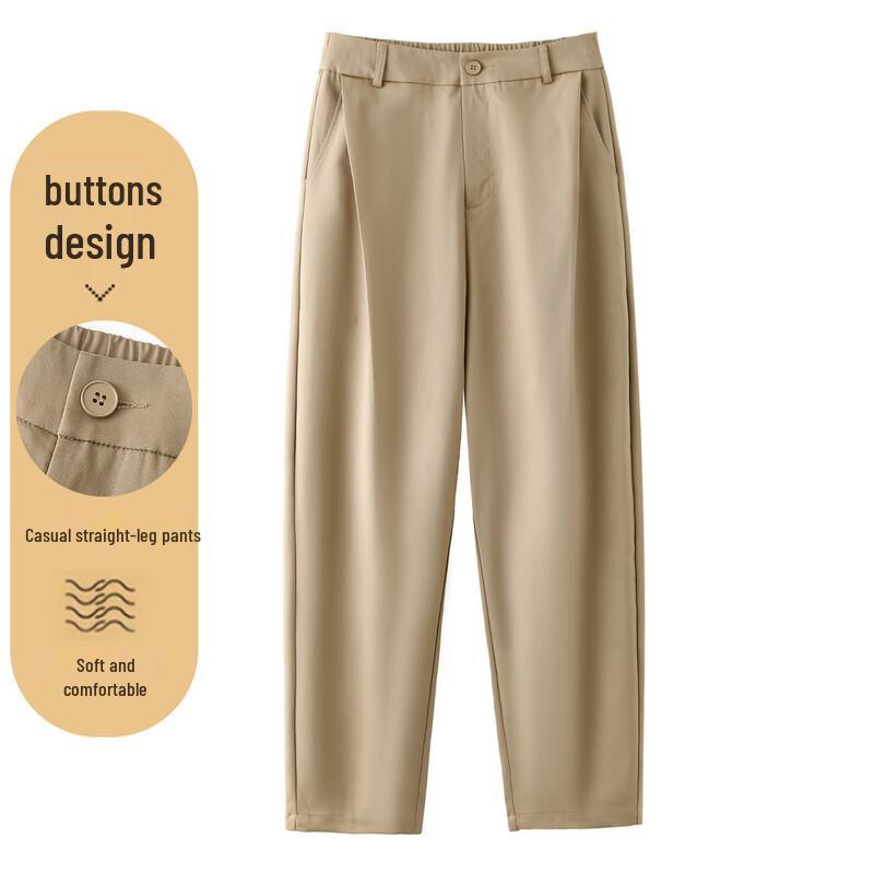 XiHui Women s Elastic High-Waist Straight-Leg Casual Pants XL