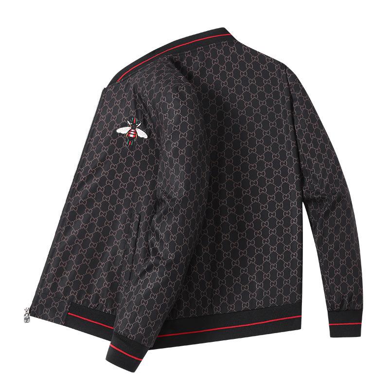

Men s Jacket Spring and Autumn Trend Slim-fit Embroidered Baseball Collar Jacket Middle-aged and Young Casual Printed Top Men 5XL чёрный
