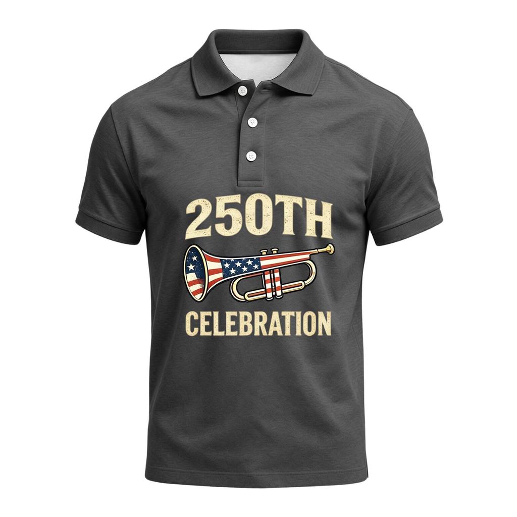 Men's 250th Anniversary Short Sleeve Polo Shirt America Strong Graphic Print 1776 to 2026 Commemorative Casual Shirt