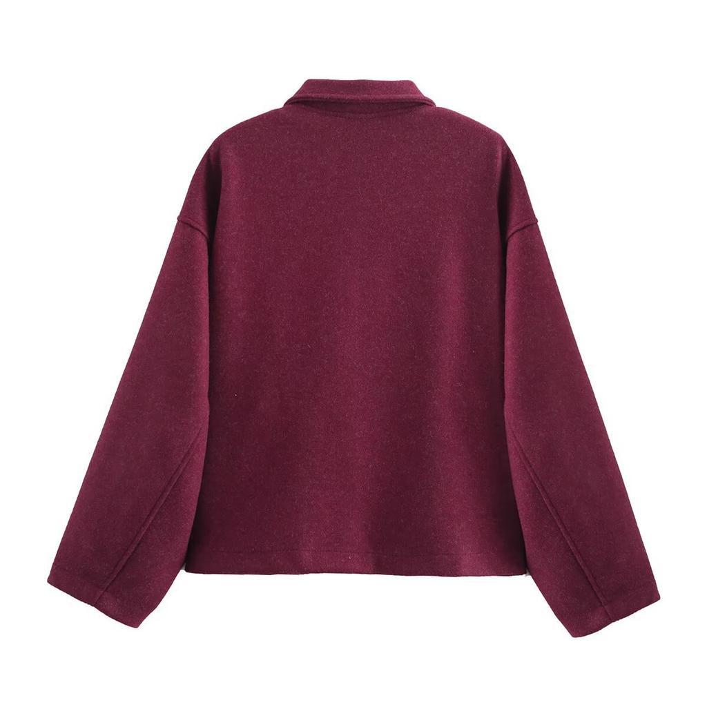 Women's Fashion Loose Zipper Stand Collar Suede Jacket