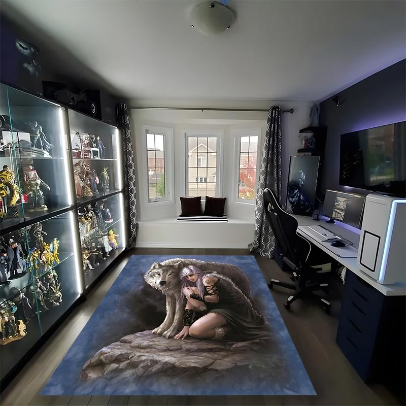 Dark Printed Carpet, Rug for Office Chair Living Room Bedroom Kitchen Room Decor Gifts.