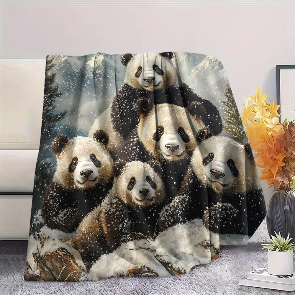 Panda Pattern Flannel Blanket, High Quality Comfortable for All Seasons, Home Decor, Warmth and Comfort, Perfect for Gifts.