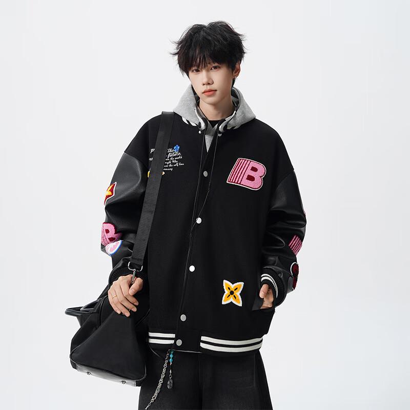 

VUUG Men s Heavyweight Retro Baseball Collar Casual Jacket S