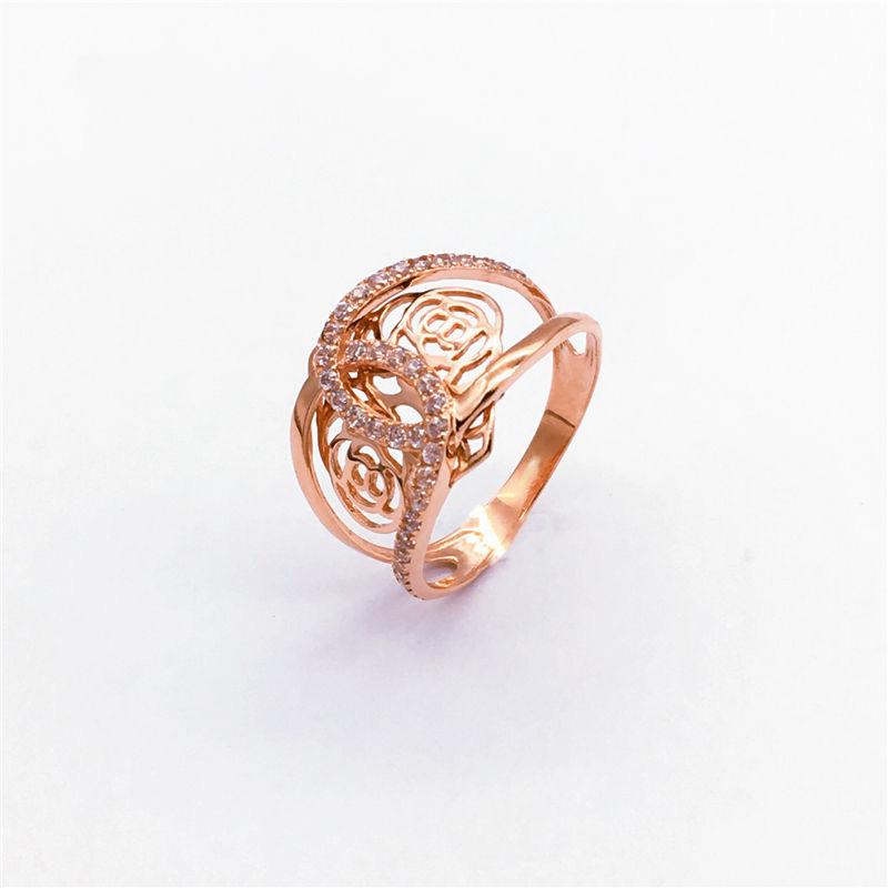 Russian Purple Gold Color Gold Double Ring Set With Hollow Rose Ring Versatile Trend Rose Gold Plated Ring