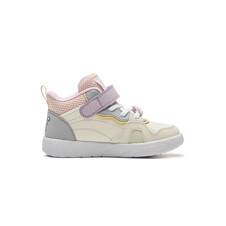 Li Ning Kids Synthetic Leather Woven Comfortable Versatile Non-Slip Shock Absorbing Wear-Resistant Rebound Breathable Mid-Top Kids Sneakers YKNU100-14