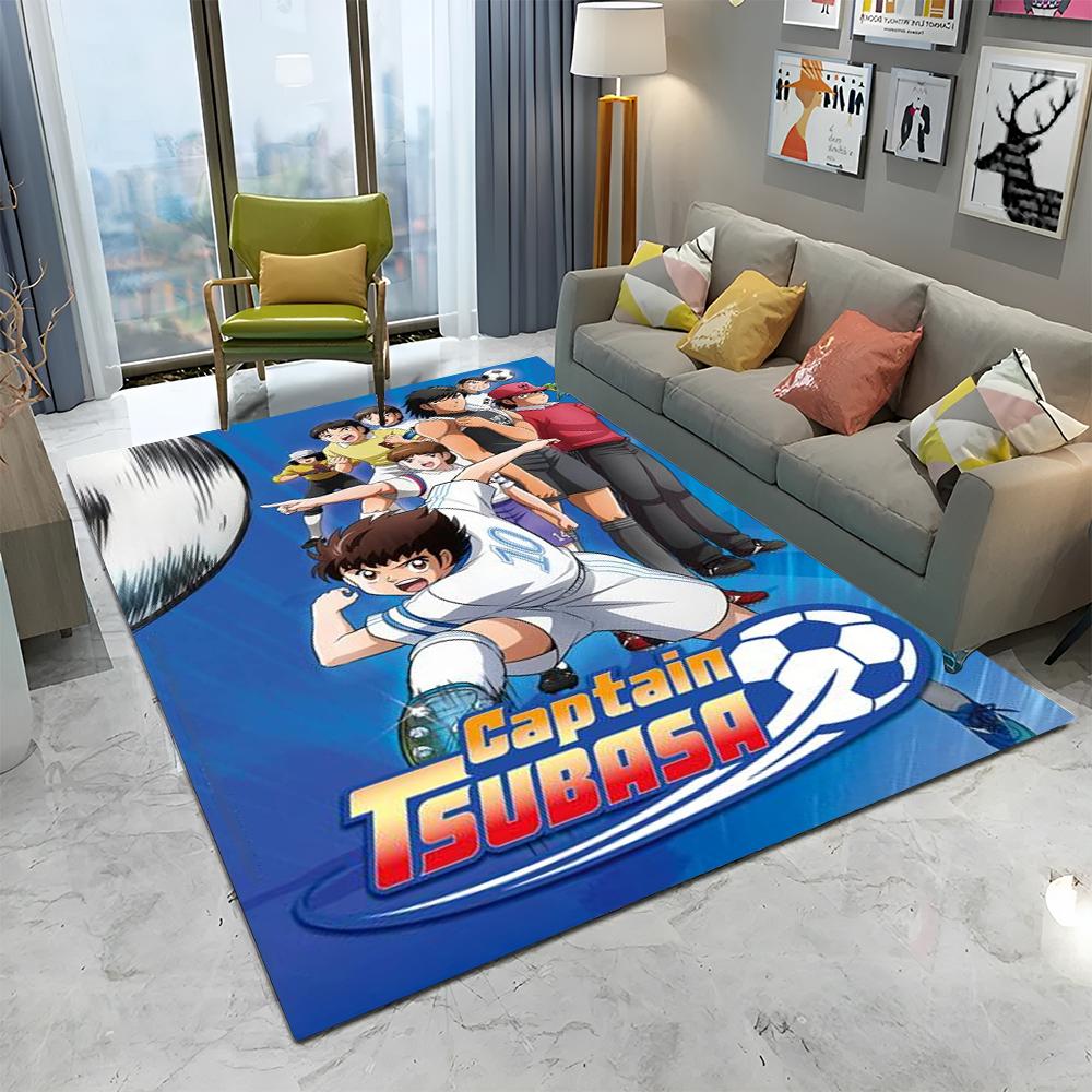 Anime Captain Tsubasa Fußball Cartoon Teppich für Zuhause Wohnzimmer Schlafzimmer Sofa Fußmatte Dekor, Kinder Teppich Rutschfeste Bodenmatte