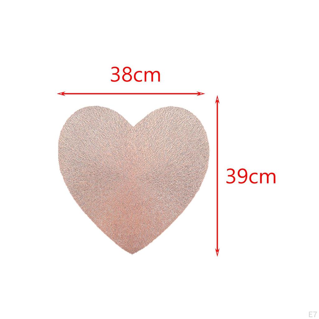 6 Pcs Heart Shaped Placemats Valentine's Day Non-Slip Decorative Placemat for Wedding Home