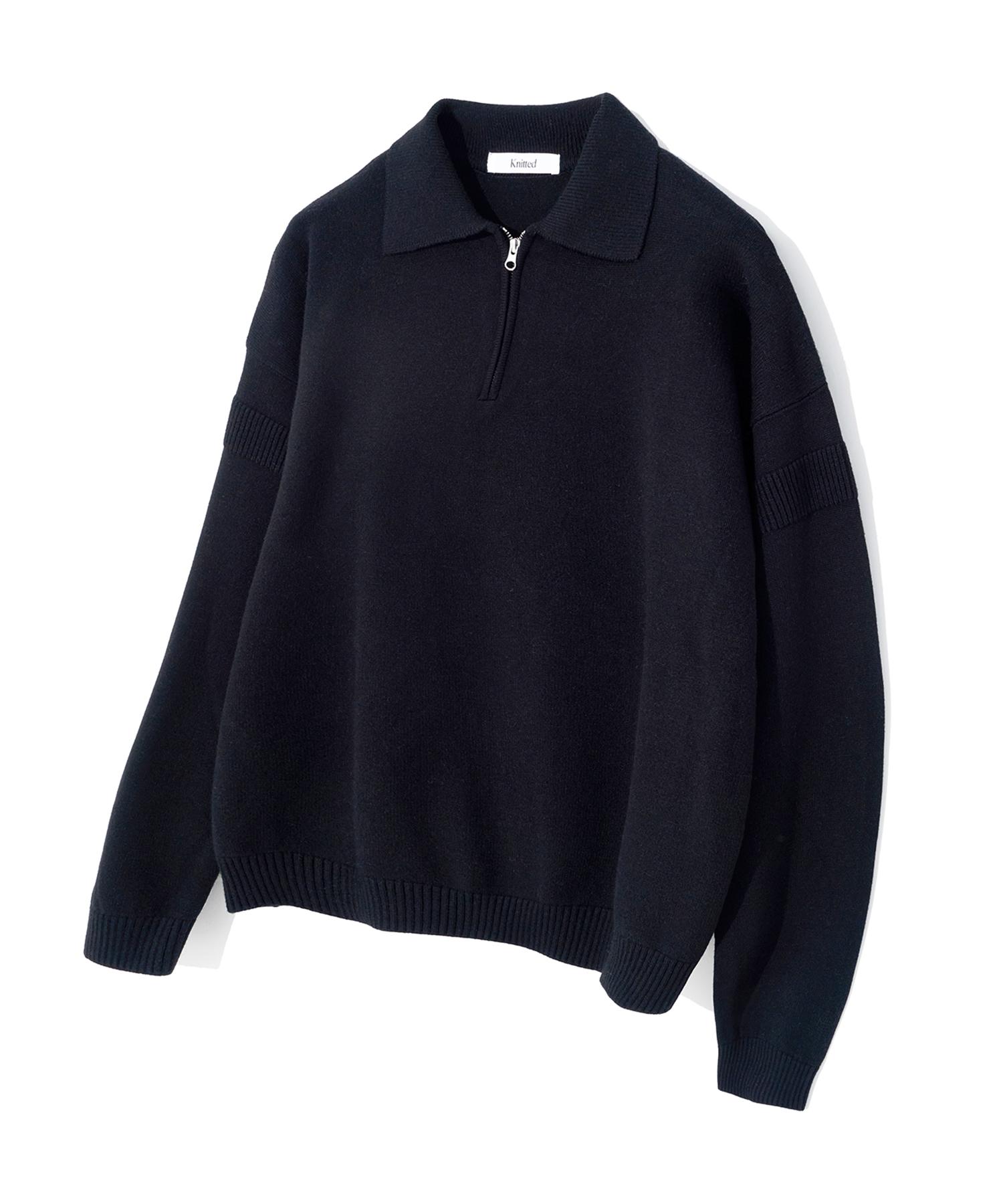 Nitied Viscose Washable Half Zip Knit Black M