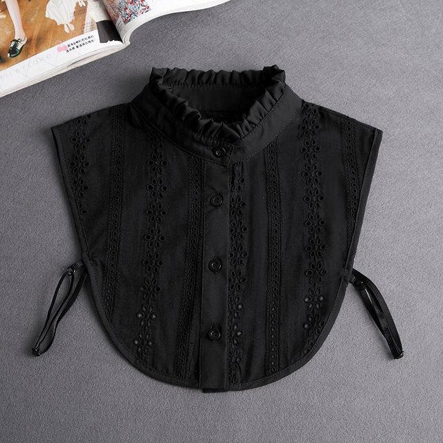 Fashion  Front Tie White Fake Collar for Women Stand Detachable Collar Fake Girls Vintage Lace Ladies False Blouse Collar