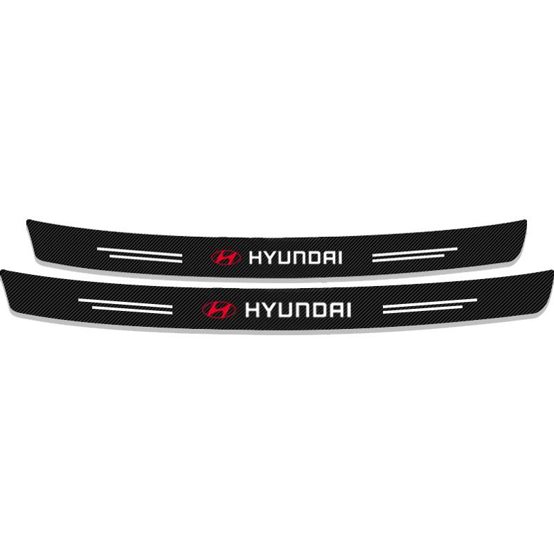 1pcs Carbon Fiber Car Trunk Rear Bumper Sticker Guard Plate Protector For Hyundai Logo IX35 Bayon Kona I30 ElantraSolaris Palisade
