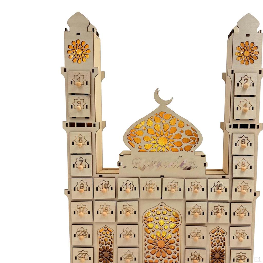 Ramadan Calendar with 30 Drawer Ornament Wooden Eid Mubarak Advent for Party