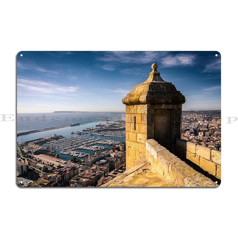 Alicante Spain Iron Statue of a Medieval Warrior At Santa Barbara Castle Metal Plaque Classic Plaques Club Bar Tin Sign Poster
